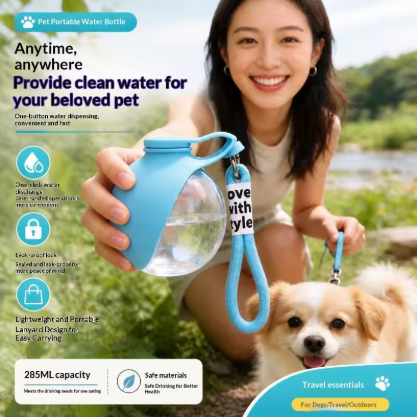 Portable Dog Travel Water Bottle with Detachable Silicone Bowl Leak Proof Lightweight for Walking Hiking Pet Supplies